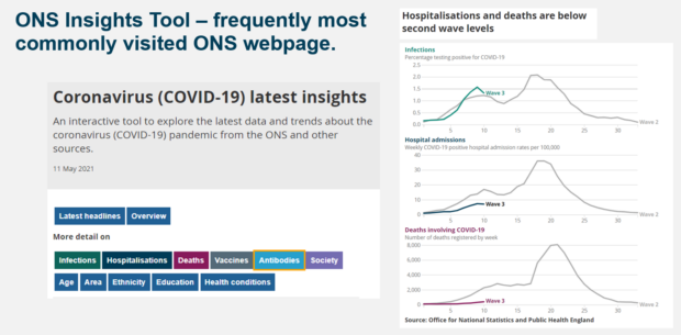 Screen shot of the ONS insights tool
